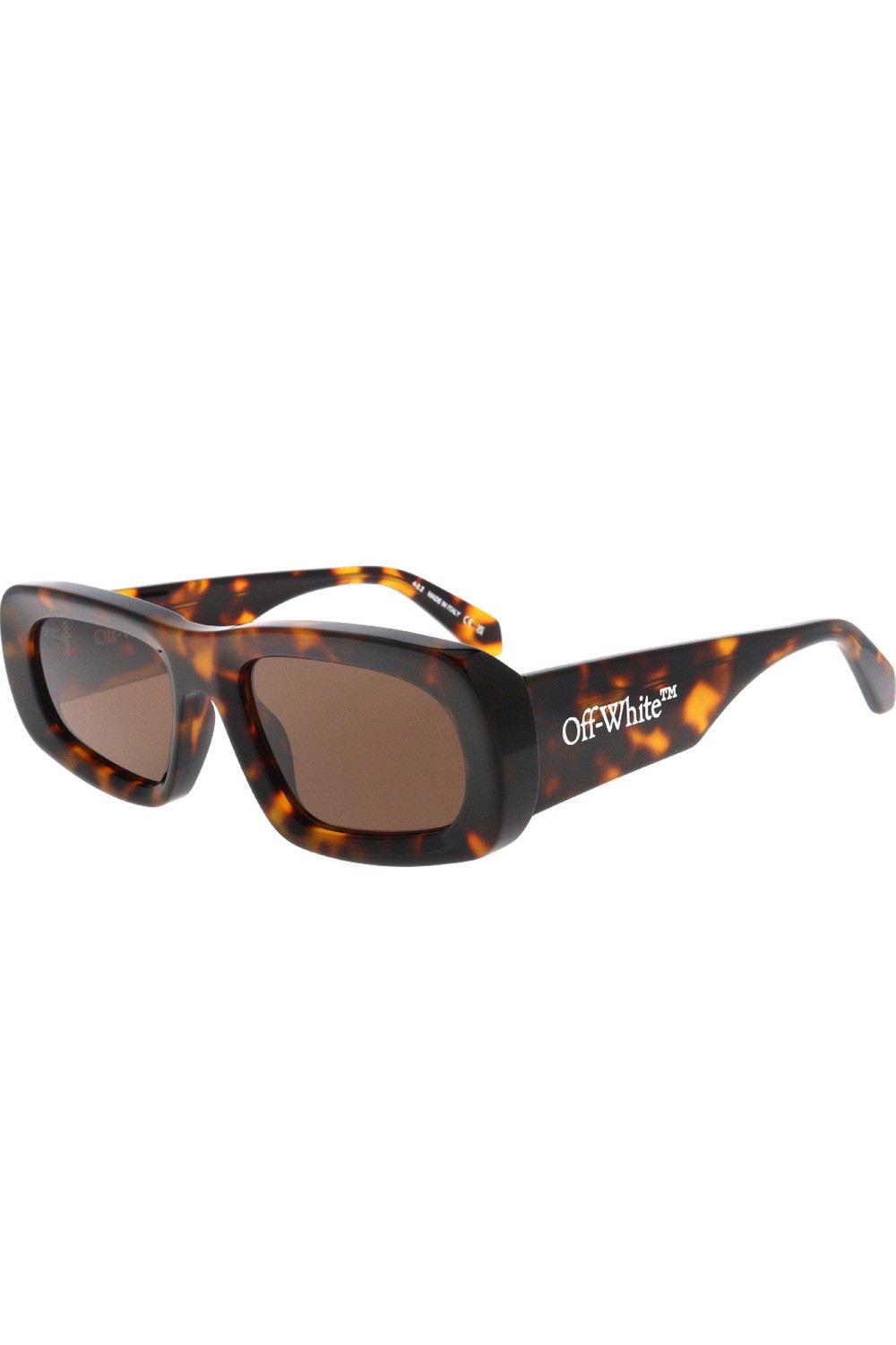 Off-White - Occhiali da sole in celluloide rettangolari unisex tartarugato -