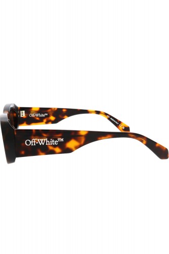Off-White - Occhiali da sole in celluloide rettangolari unisex tartarugato -