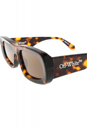 Off-White - Occhiali da sole in celluloide rettangolari unisex tartarugato -