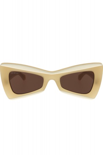 Off-White - Occhiali da sole in celluloide a farfalla per donna beige - OERI070