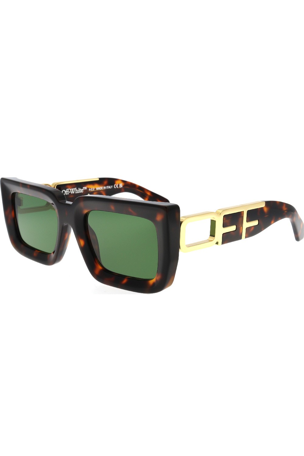 Off-White - Occhiali da sole in celluloide rettangolari unisex tartarugato -