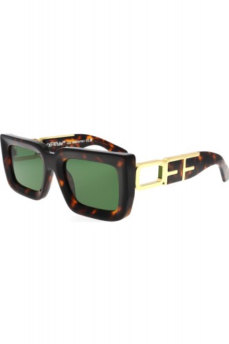 Off-White - Occhiali da sole in celluloide rettangolari unisex tartarugato -