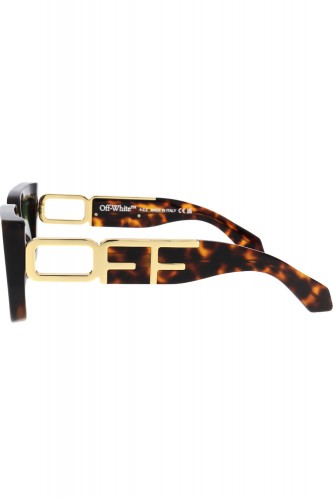 Off-White - Occhiali da sole in celluloide rettangolari unisex tartarugato -