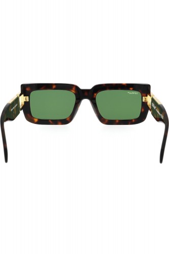 Off-White - Occhiali da sole in celluloide rettangolari unisex tartarugato -