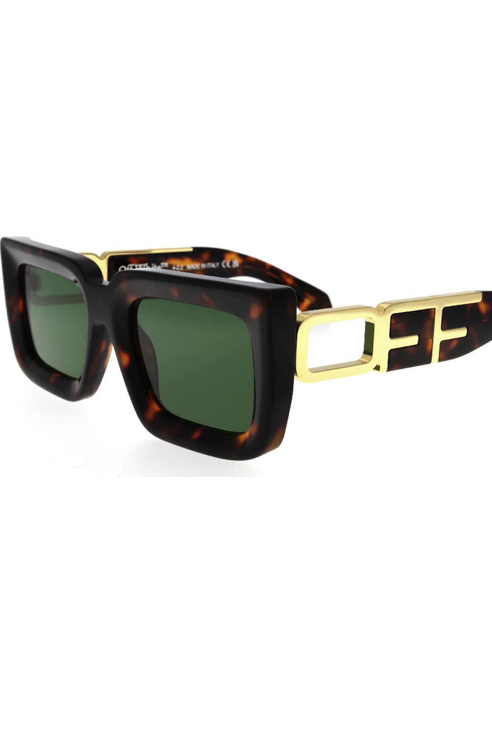 Off-White - Occhiali da sole in celluloide rettangolari unisex tartarugato -