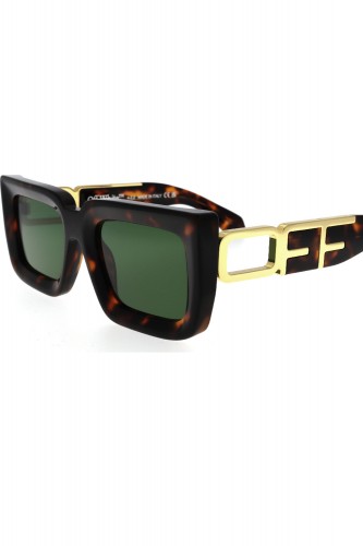 Off-White - Occhiali da sole in celluloide rettangolari unisex tartarugato -