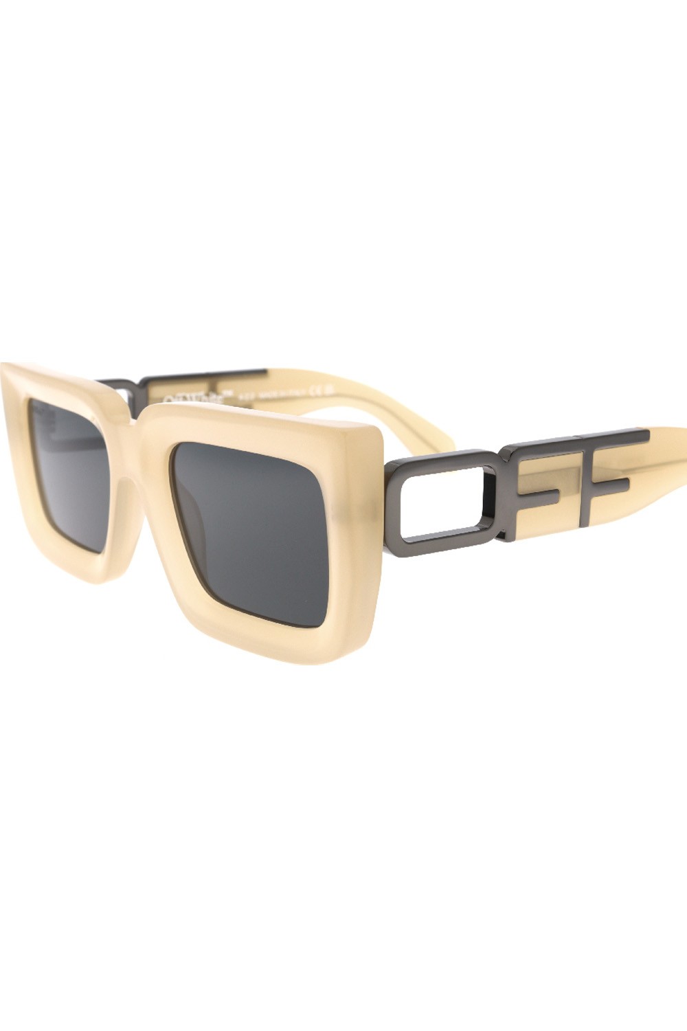 Off-White - Occhiali da sole in celluloide rettangolari unisex beige - OERI073