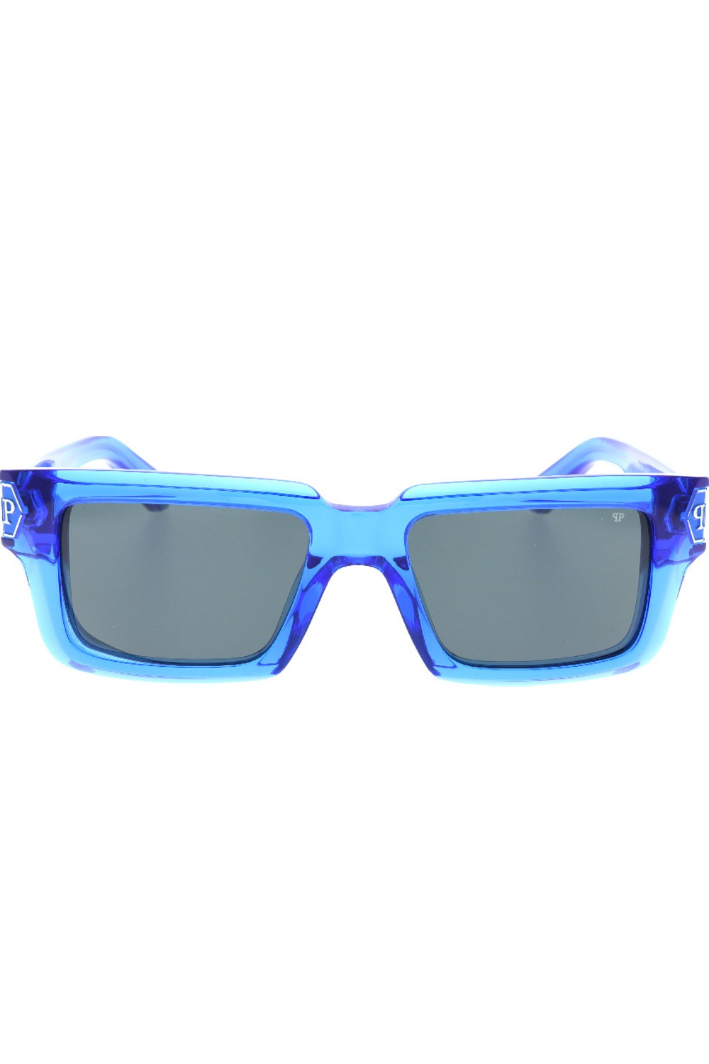 Philipp Plein - Occhiali da sole in celluloide rettangolari per uomo blu -