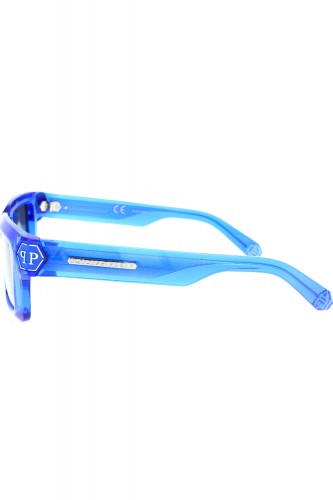 Philipp Plein - Occhiali da sole in celluloide rettangolari per uomo blu -