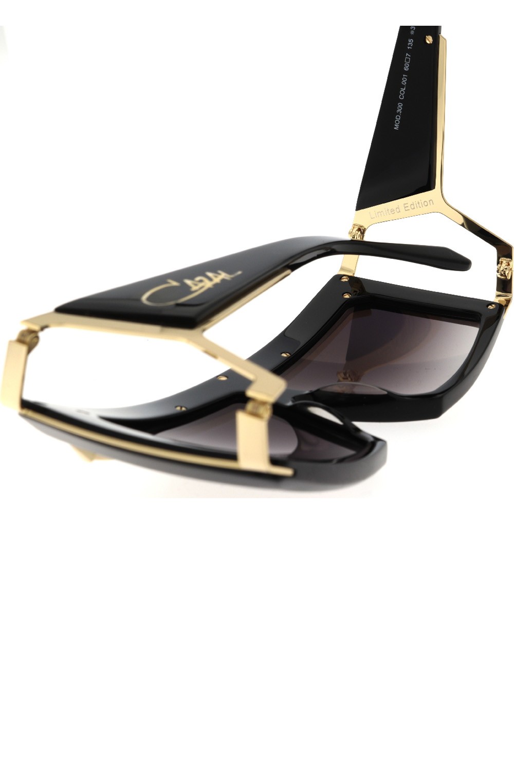 Cazal - Occhiali da sole in celluloide squadrati unisex nero - 300 001