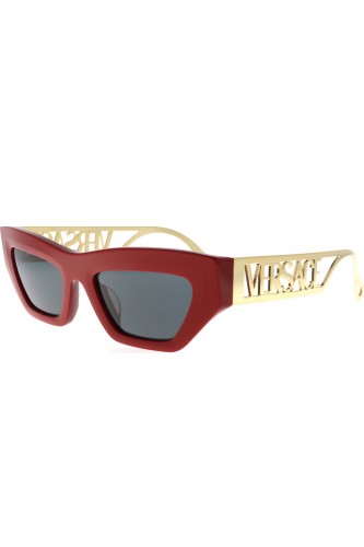 Versace - Occhiali da sole in celluloide rettangolari per donna rosso - 4432