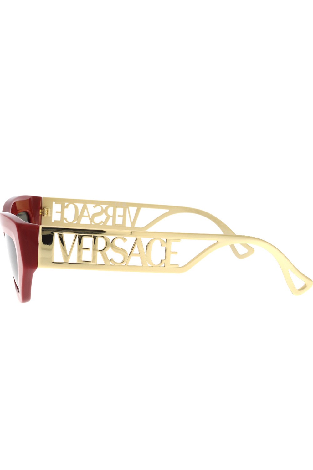 Versace - Occhiali da sole in celluloide rettangolari per donna rosso - 4432