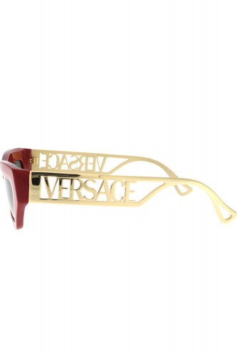 Versace - Occhiali da sole in celluloide rettangolari per donna rosso - 4432