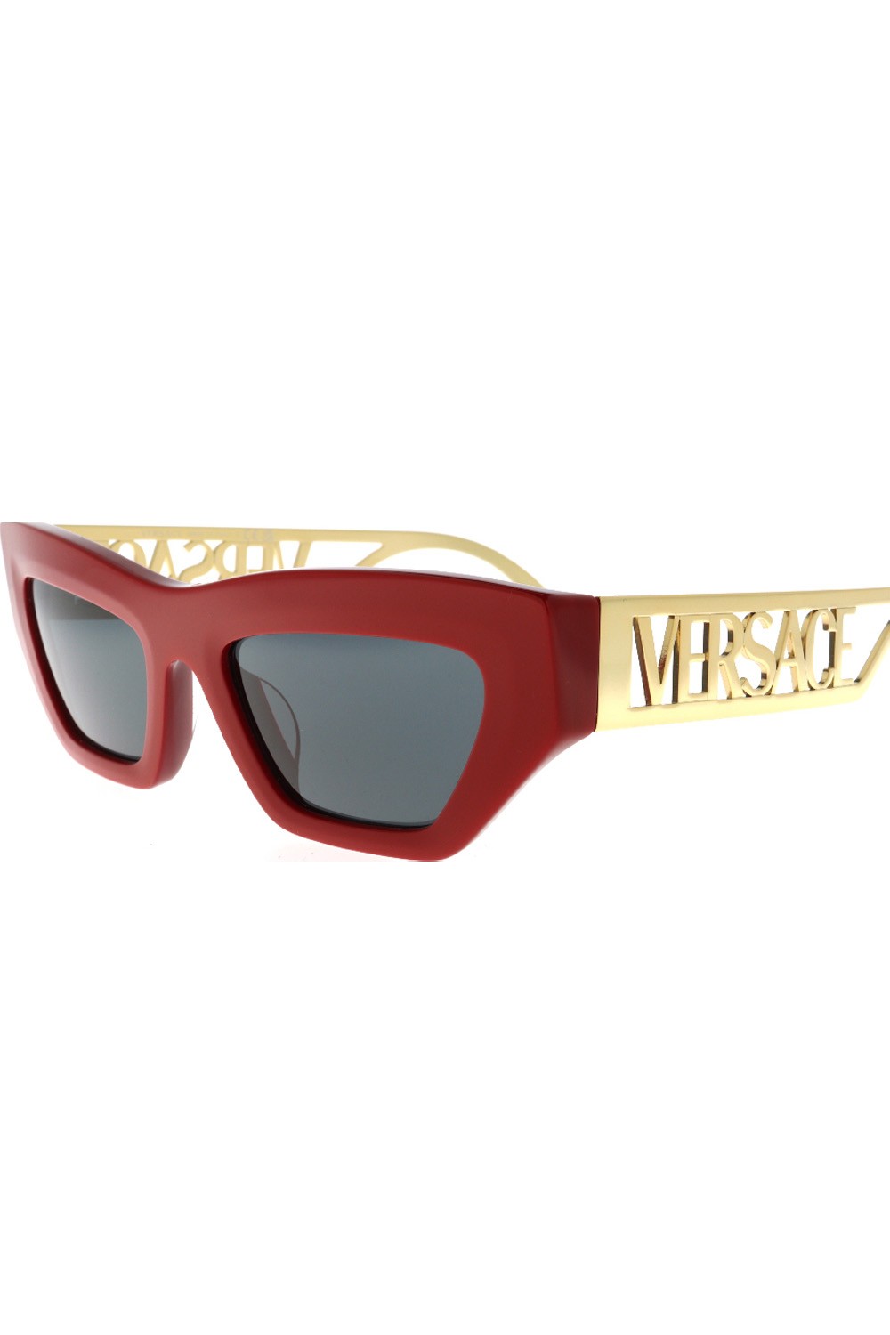 Versace - Occhiali da sole in celluloide rettangolari per donna rosso - 4432