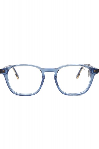 Komono - Occhiali da vista con clip solare in celluloide squadrati per uomo blu
