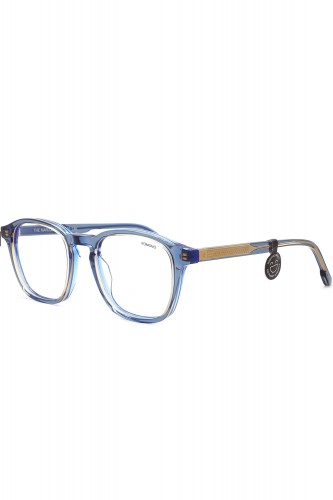 Komono - Occhiali da vista con clip solare in celluloide squadrati per uomo blu