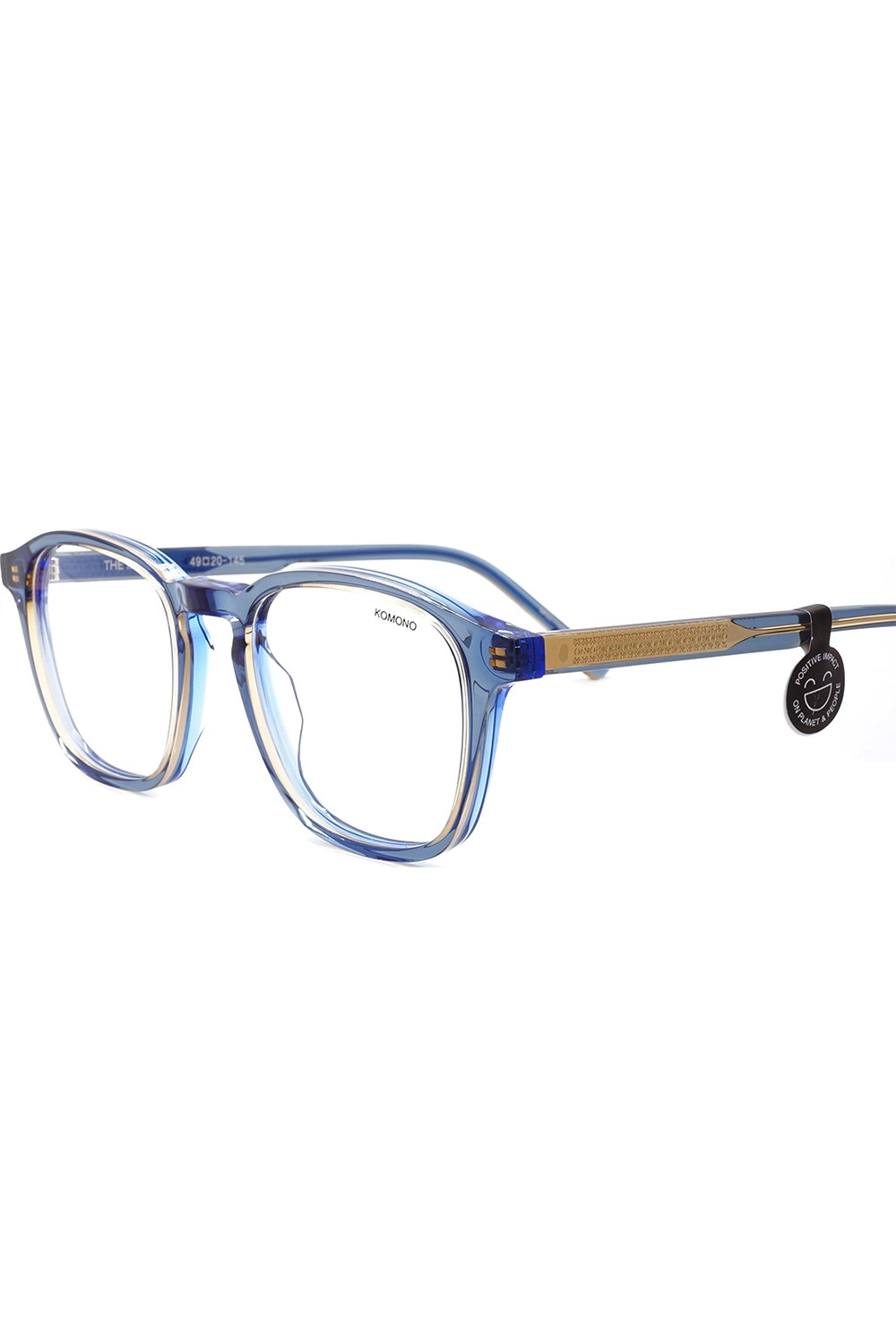 Komono - Occhiali da vista con clip solare in celluloide squadrati per uomo blu