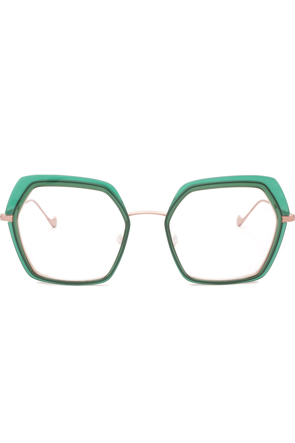 Caroline Abram - Occhiali da vista combinati esagonali per donna verde - WAFIA