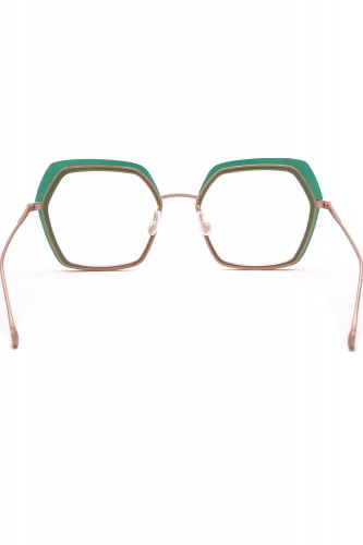 Caroline Abram - Occhiali da vista combinati esagonali per donna verde - WAFIA