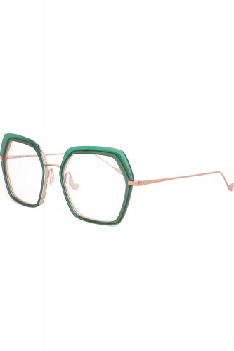 Caroline Abram - Occhiali da vista combinati esagonali per donna verde - WAFIA