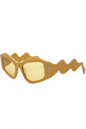 GCDS - Occhiali da sole in celluloide cat eye per donna giallo - GD0023 39E