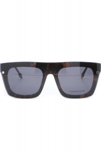 Philosopheyes - Occhiali da vista con clip solare in celluloide squadrati 2