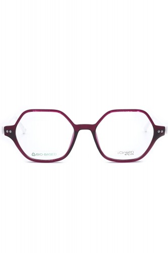 iGreen - Occhiali da vista in celluloide esagonali per donna con clip solare