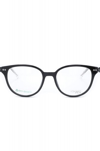 iGreen - Occhiali da vista in celluloide tondi unisex con clip solare nero -