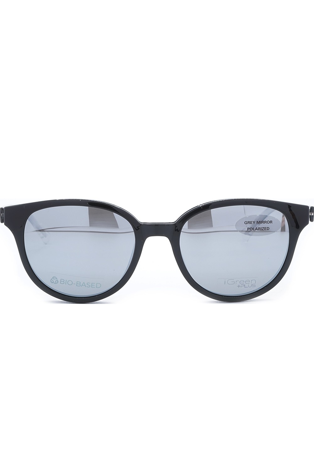 iGreen - Occhiali da vista in celluloide tondi unisex con clip solare nero -