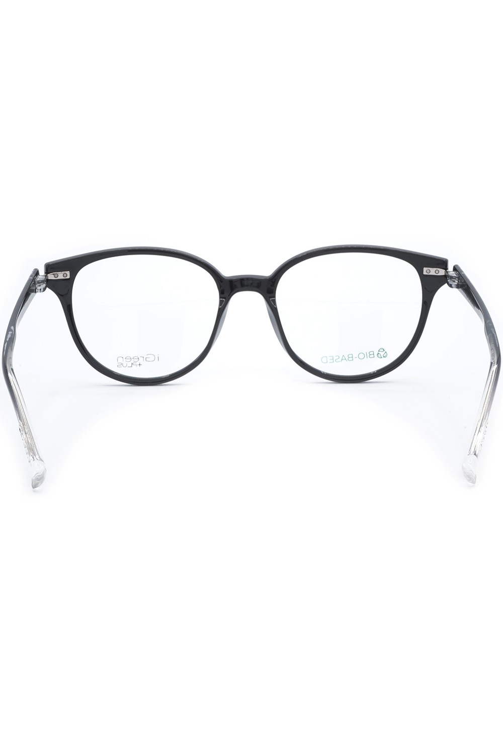 iGreen - Occhiali da vista in celluloide tondi unisex con clip solare nero -