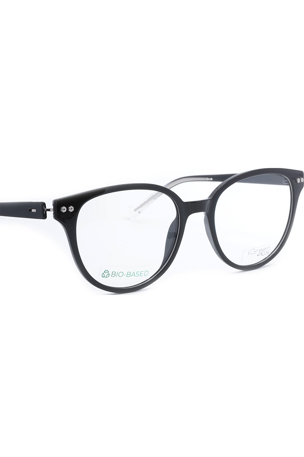 iGreen - Occhiali da vista in celluloide tondi unisex con clip solare nero -