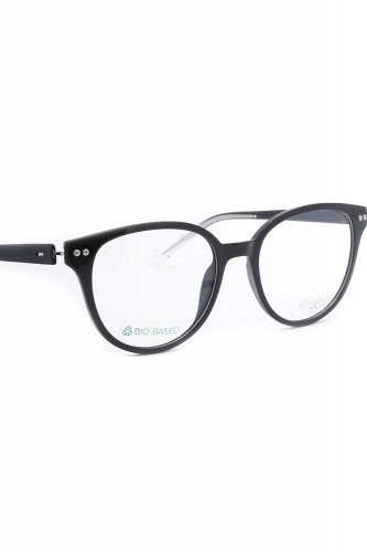 iGreen - Occhiali da vista in celluloide tondi unisex con clip solare nero -