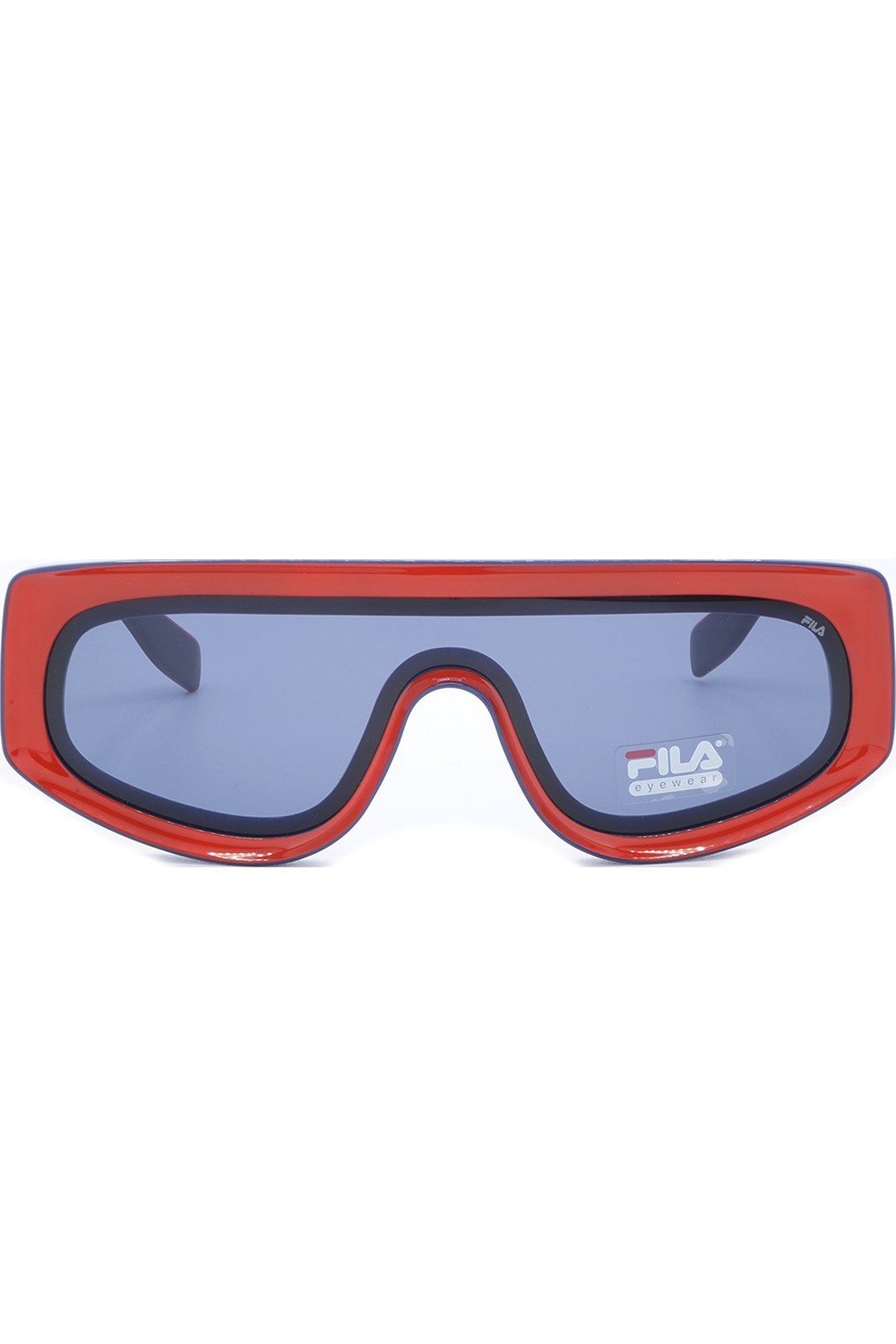 Fila - Occhiali da sole in celluloide a mascherina rettangolari unisex blu -