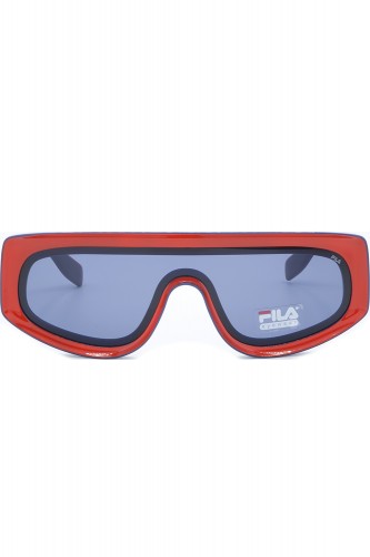 Fila - Occhiali da sole in celluloide a mascherina rettangolari unisex blu -