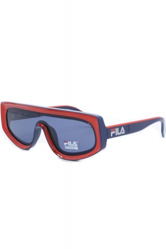 Fila - Occhiali da sole in celluloide a mascherina rettangolari unisex blu -