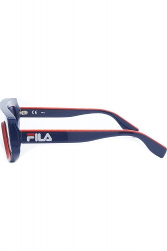 Fila - Occhiali da sole in celluloide a mascherina rettangolari unisex blu -