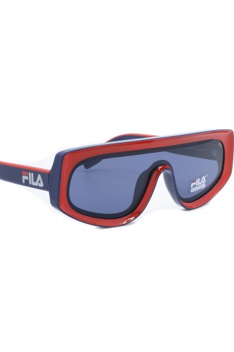 Fila - Occhiali da sole in celluloide a mascherina rettangolari unisex blu -