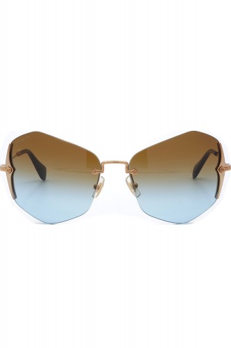 Miu Miu - Occhiali da sole in metallo a farfalla per donna oro - SMU520 7OE-1F0 2