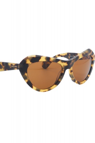 Miu Miu - Occhiali da sole in celluloide cat eye per donna tartarugato - SMU01N