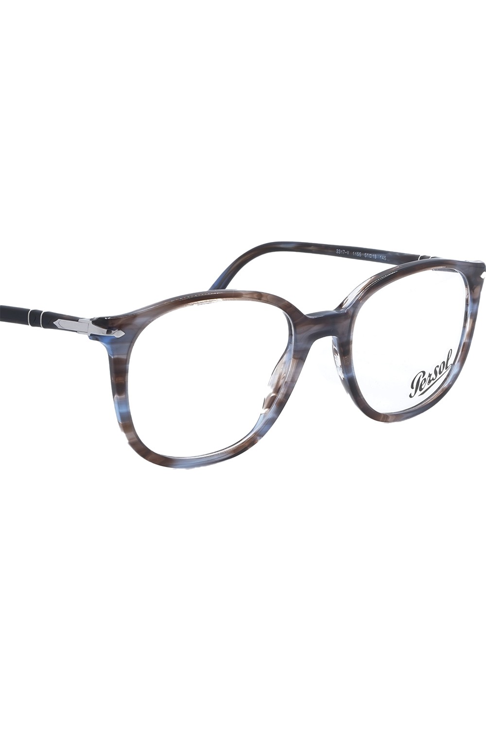 Persol - Occhiali da vista in celluloide ovali unisex grigio striato - 331V 1155