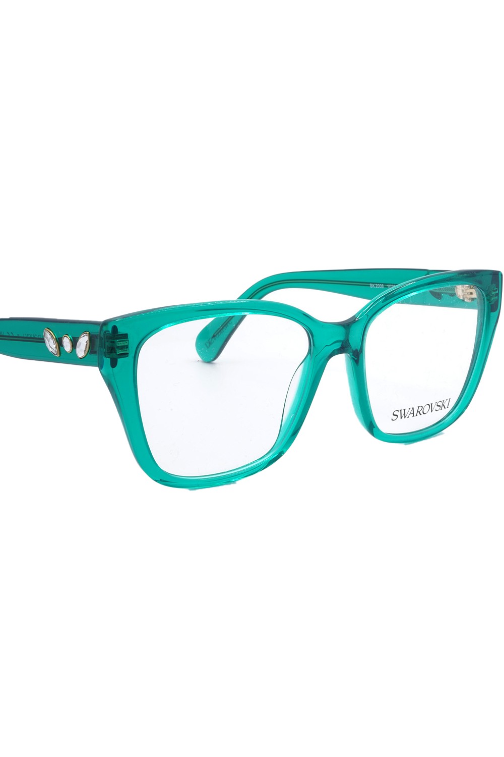 Swarovski - Occhiali da vista in celluloide squadrati per donna verde acqua -