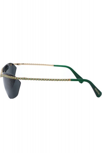 Swarovski - Occhiali da sole in metallo rettangolari avvolgenti per donna oro -