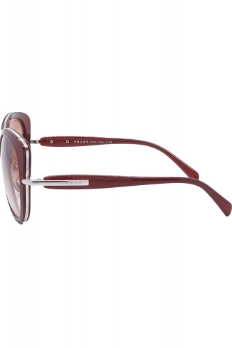 Prada - Occhiali da sole in celluloide tondi per donna bordeaux - SPR52O 1BC-2F1