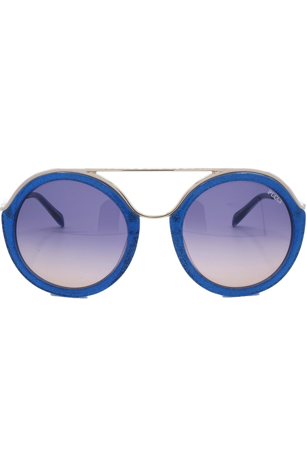 Emilio Pucci - Occhiali da sole combinati tondi per donna blu - EP13 92W