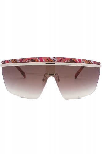 Emilio Pucci - Occhiali da sole in metallo a mascherina per donna oro - EP7 74G 2