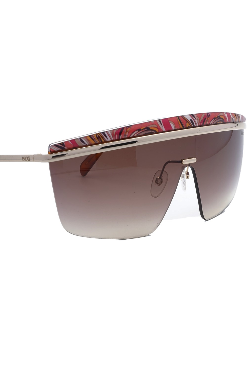 Emilio Pucci - Occhiali da sole in metallo a mascherina per donna oro - EP7 74G