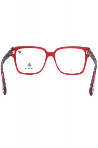 Lanvin - Occhiali da vista in celluloide squadrati per donna rosso - LNV2634 604