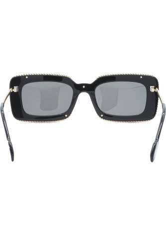 Lanvin - Occhiali da sole in celluloide rettangolari per donna nero - LNV645S