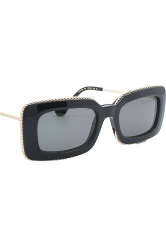 Lanvin - Occhiali da sole in celluloide rettangolari per donna nero - LNV645S