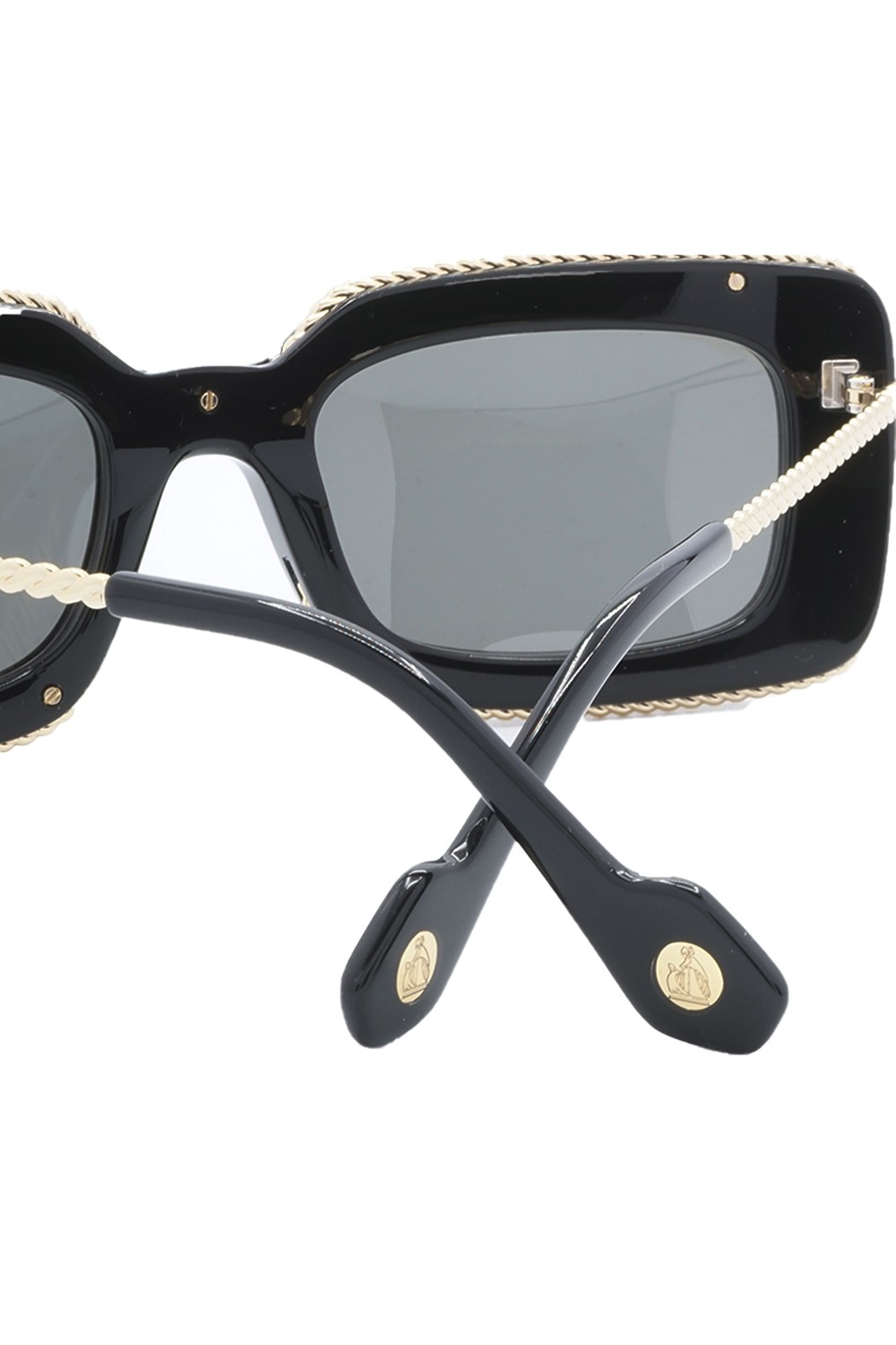 Lanvin - Occhiali da sole in celluloide rettangolari per donna nero - LNV645S